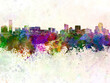 Grand Rapids skyline in watercolor background