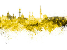 Hannover Skyline In Watercolor Background