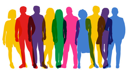 people multicolored silhouette, isolated on white background vector