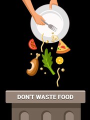 Wall Mural - Please don't waste food, designs for world food day and International Awareness Day on Food Loss and Waste.