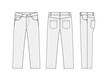 Straight jeans pants vector template illustration | white