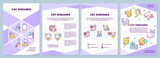 Fototapeta Kwiaty - Cat diseases purple brochure template. Symptoms and treatment. Leaflet design with linear icons. 4 vector layouts for presentation, annual reports. Arial-Black, Myriad Pro-Regular fonts used