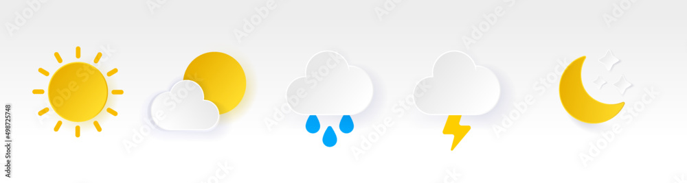 Colorful 3d soft ui weather icons set fill style, Weather icons ...