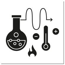 Thermodynamics Glyph Icon.Heat And Temperature, Relation To Energy, Radiation, And Physical Properties Of Matter.Physical Branches.Filled Flat Sign. Isolated Silhouette Vector Illustration