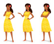 beautiful black woman in bright yellow dress