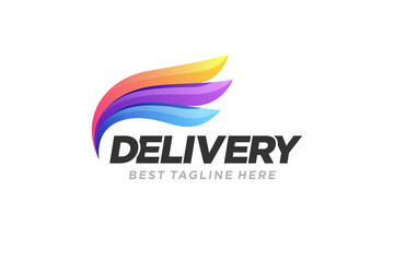 Sticker - Delivery wings logo design with typography