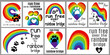 Pet loss card set, run free over the rainbow bridge vector illustration