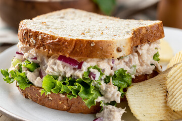 Wall Mural - Tuna salad sandwich on whole grain bread