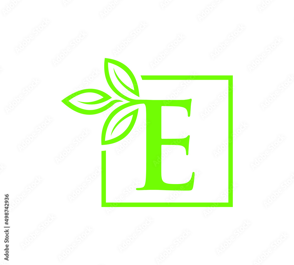 Letter with leaf logo design Stock Vector | Adobe Stock