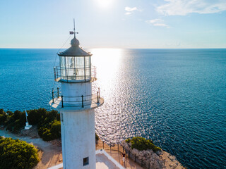 Wall Mural - aerial view of lefkada lighthouse travel landmark