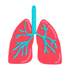 Poster - Lungs semi flat color vector object. Respiratory system. Internal organ. Full sized item on white. Human organ anatomy. Simple cartoon style illustration for web graphic design and animation