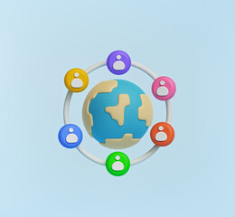 Poster - Online social media users around the world. Internet communication and Connected world concept. 3d render