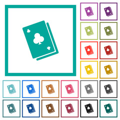 Poster - Card game solid flat color icons with quadrant frames