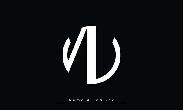 Alphabet letters Initials Monogram logo NU , UN