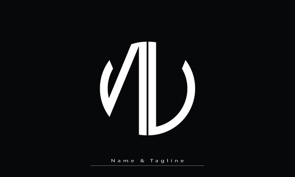 Alphabet letters Initials Monogram logo NU , UN