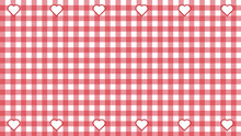Cute Small Red Gingham With Heart Shape, Plaid, Checkered, Tartan Pattern Background