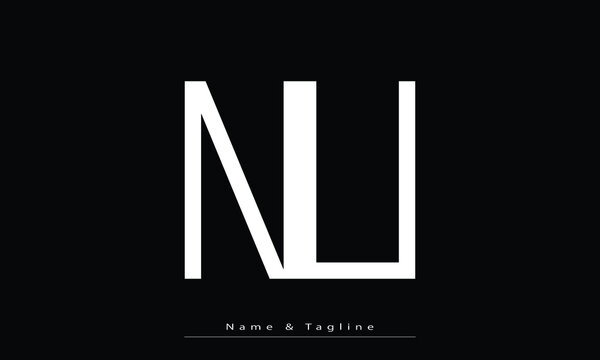 Alphabet letters Initials Monogram logo NU , UN