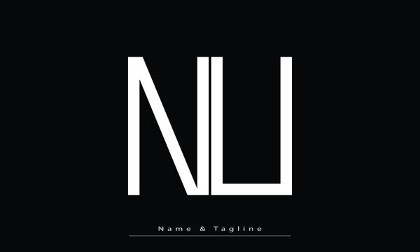 Alphabet letters Initials Monogram logo NU , UN