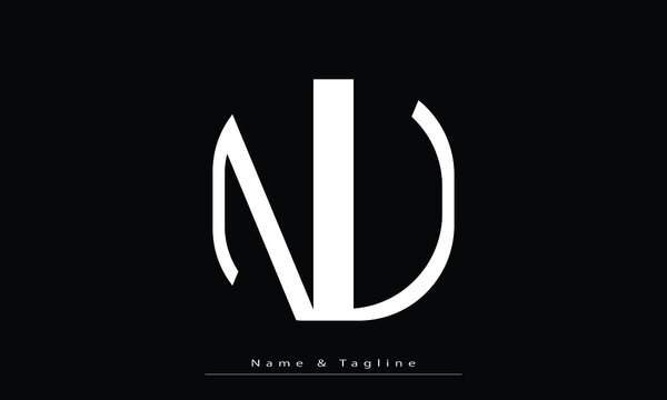 Alphabet letters Initials Monogram logo NU , UN