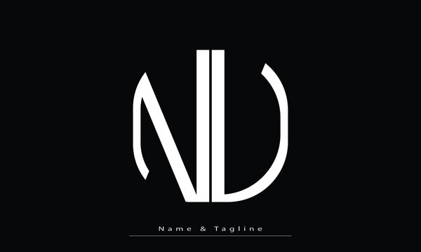 Alphabet letters Initials Monogram logo NU , UN