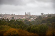 Panoramic View of the Historic Old Town and Cathedral of Saint James in Santiago de Compostela, Spain