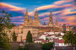 Evening Long Exposure HDR View of the Historic Old Town and Cathedral of Saint James in Santiago de Compostela, Spain