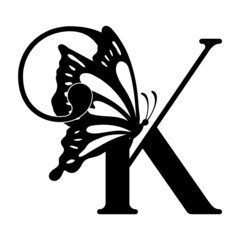 K Alphabet Butterfly abstract monogram