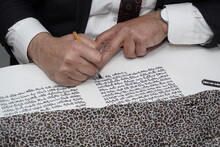 Torah Scribe, Sofer Writes A Sefer Torah