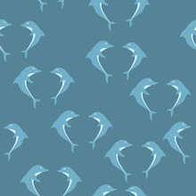 Seamless Background With Two Dolphins