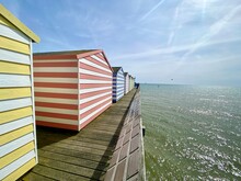 Hastings Pier Of UK Seaside Resort  Of Hastings In East Sussex Uk