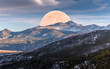 Full blood moon rising on Rocky Mountains National Park