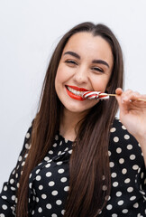 Poster - Portrait female pretty lifestyle smile. Smilling woman with white teeth.