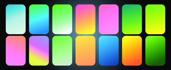 Poster - Abstract colorful vector blurred gradient backgrounds. Holographic template for your cover and design
