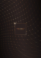 Wall Mural - shiny black festive geometric background with a golden glitter, sparkles and elegant outline frame. 