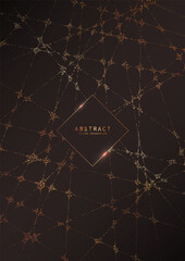 Wall Mural - shiny black festive geometric background with a golden glitter, sparkles and elegant outline frame. 