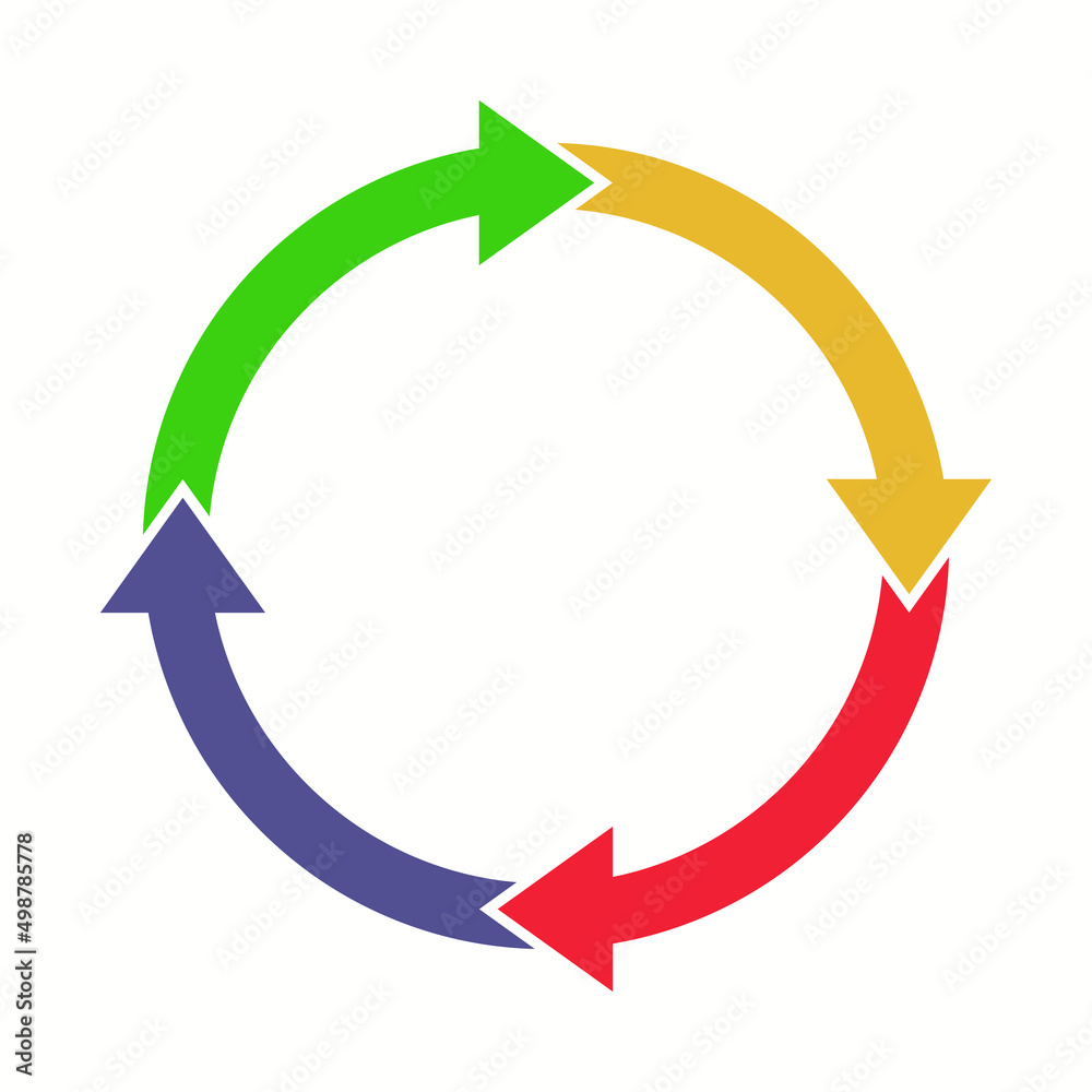 Four arrows in loop icon. Clipart image isolated on white background ...