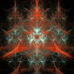 Wall Mural - abstract fractal background with red and sky blue