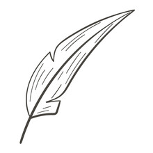 Vector Isolated Design Element, Doodle Cartoon Bird Feather.