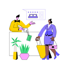 Poster - Hospitality management abstract concept vector illustration. Hotel business processes, resort management system, accommodation manager, customer service, travel office, lobby abstract metaphor.