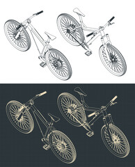 Wall Mural - Electric bike isometric blueprints