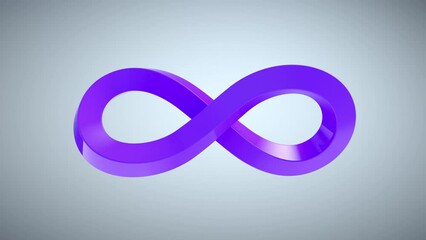 Wall Mural - infinity purple sign on grey background. geometric abstract shape. financial website, apps, social m