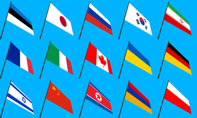Poster - Set of illustrated flags of the countries of the world.