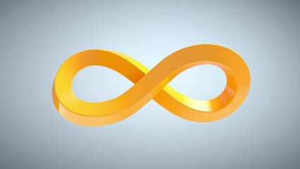 Wall Mural - infinity orange sign on grey background. geometric abstract shape. financial website, apps, social m