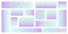Pixel Disintegration, Decay Effect. Various Rectangular Elements Made Of Colorful Round Shapes. Dispersed Dotted Pattern. Mosaic Texture With Simple Particles. Vector Illustration.