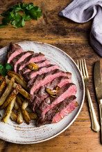 Homemade Steak And Chips On A Plate