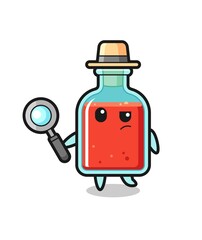 Wall Mural - square poison bottle detective character is analyzing a case