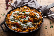 Red Lentil Dahl Topped With Yogurt