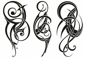Wall Mural - set of gothic style tattoo as abstract shape