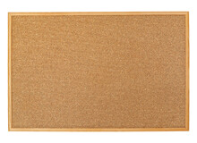 Cork Board With Wooden Frame Isolated On White Background, Blank Cork Texture For Post A Notice Or Reminder(with Clipping Path)