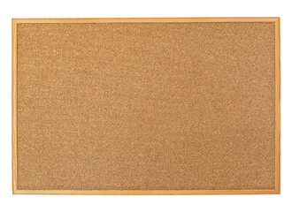 Cork board with wooden frame isolated on white background, blank cork texture for post a notice or reminder(with clipping path)